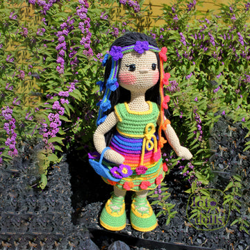 24 inch crochet doll pattern PDF, XL amigurumi doll, Elena