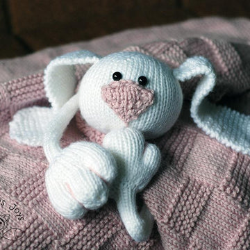 Pink Baby Bunny Toy Blanket