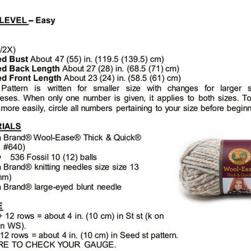 Easy Cozy Cardi in Lion Brand Wool Ease Thick&Quick - L60252 - Downloadable PDF