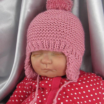 Baby Bobble Garter Stitch Trapper Hat