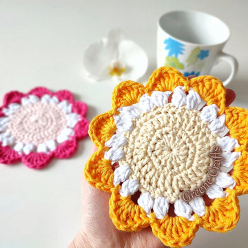 "Spring Blossom" Flower Coaster - Home Decoration Crochet Pattern
