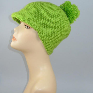 Peak Garter Stitch Bobble Cap