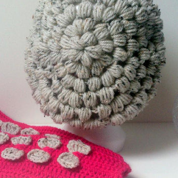 Puff Stitch Beret and Armwarmers Plussize