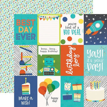 Simple Stories Birthday Blast Double-Sided Cardstock 12"X12" 25/Pkg - 3"X4" Elements