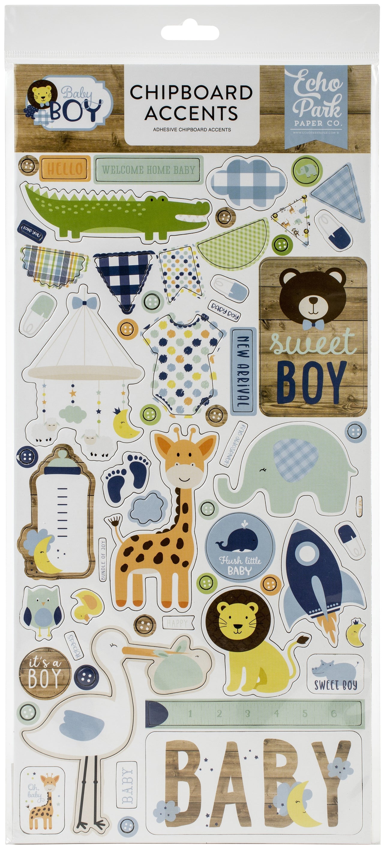 Echo Park Paper Baby Boy Chipboard 6"X13" - Accents