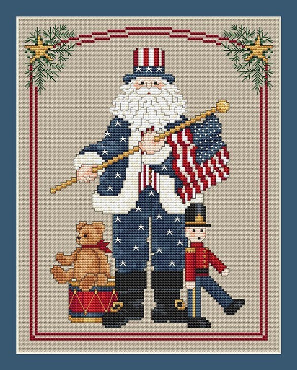 Sue Hillis Designs Patriotic Santa - L232 - Leaflet
