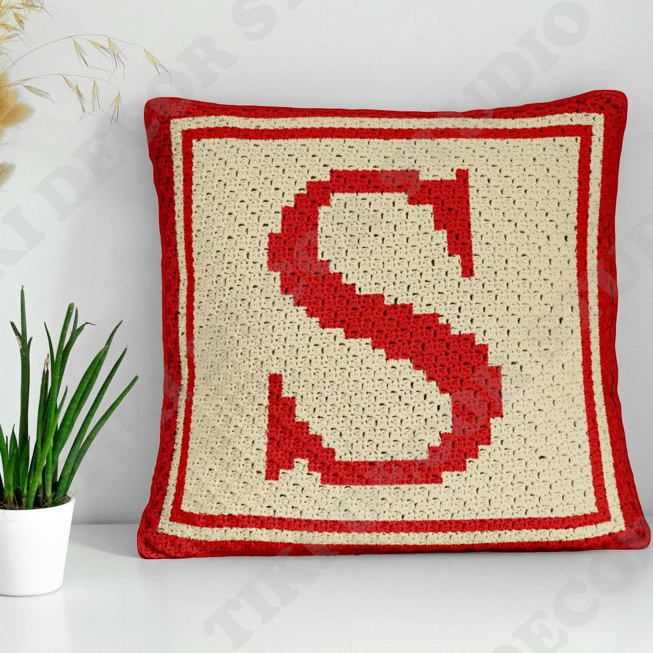 Initial Letter S Pillow Cover CROCHET PATTERN