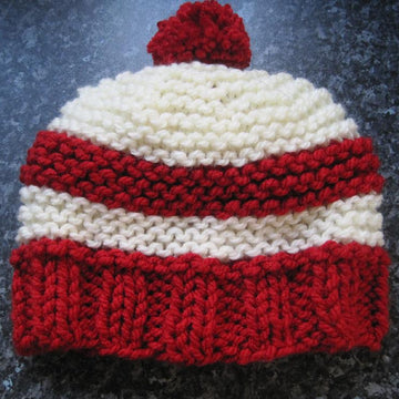 A Slightly, Slouchy, Stripy Bobble Hat