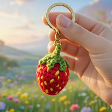 Crochet Strawberry Keychain Pattern – PDF + Video Tutorial
