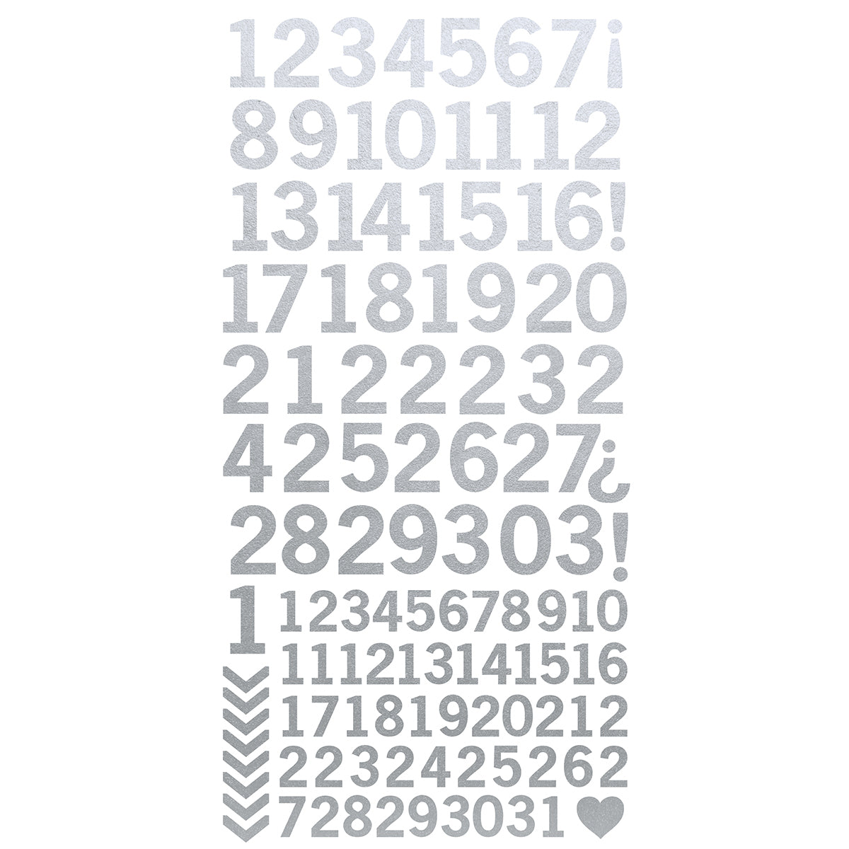 Kaisercraft Number Stickers 6"X12" 5/Pkg - Metallic Silver