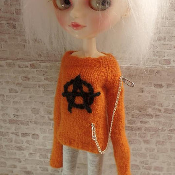 Anarchy boiled wool sweater for dolls