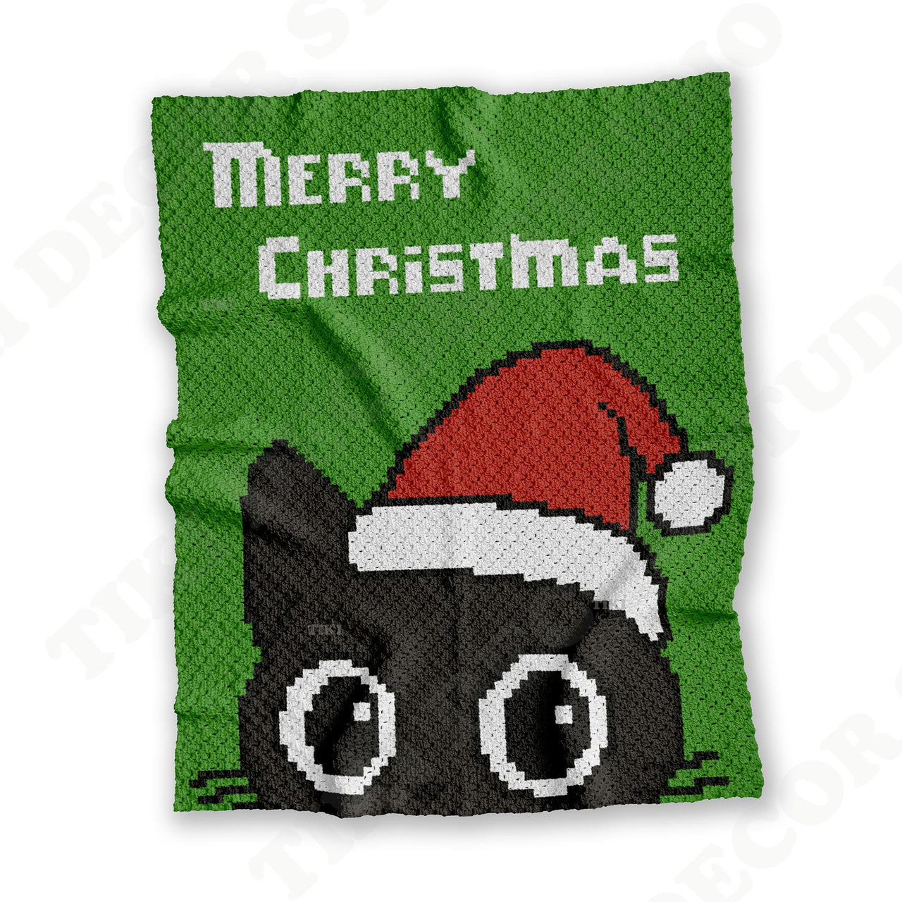 C2C CROCHET PATTERN Christmas Black Cat Santa Hat Baby Blanket C2C