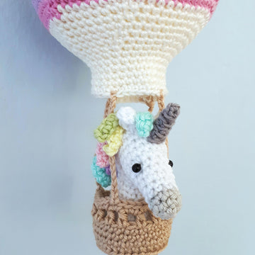 Unicorn in a hot air balloon