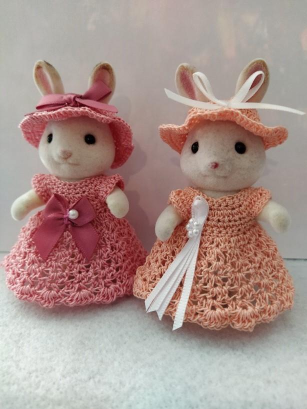 Basic Dress and Hat Set for Sylvanian Adult Rabbit, Cat, etc.