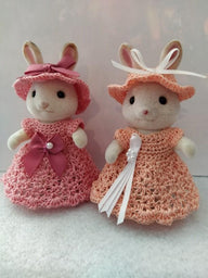 Basic Dress and Hat Set for Sylvanian Adult Rabbit, Cat, etc.