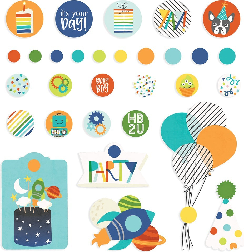 Simple Stories Birthday Blast Decorative Brads 30/Pkg - 619973