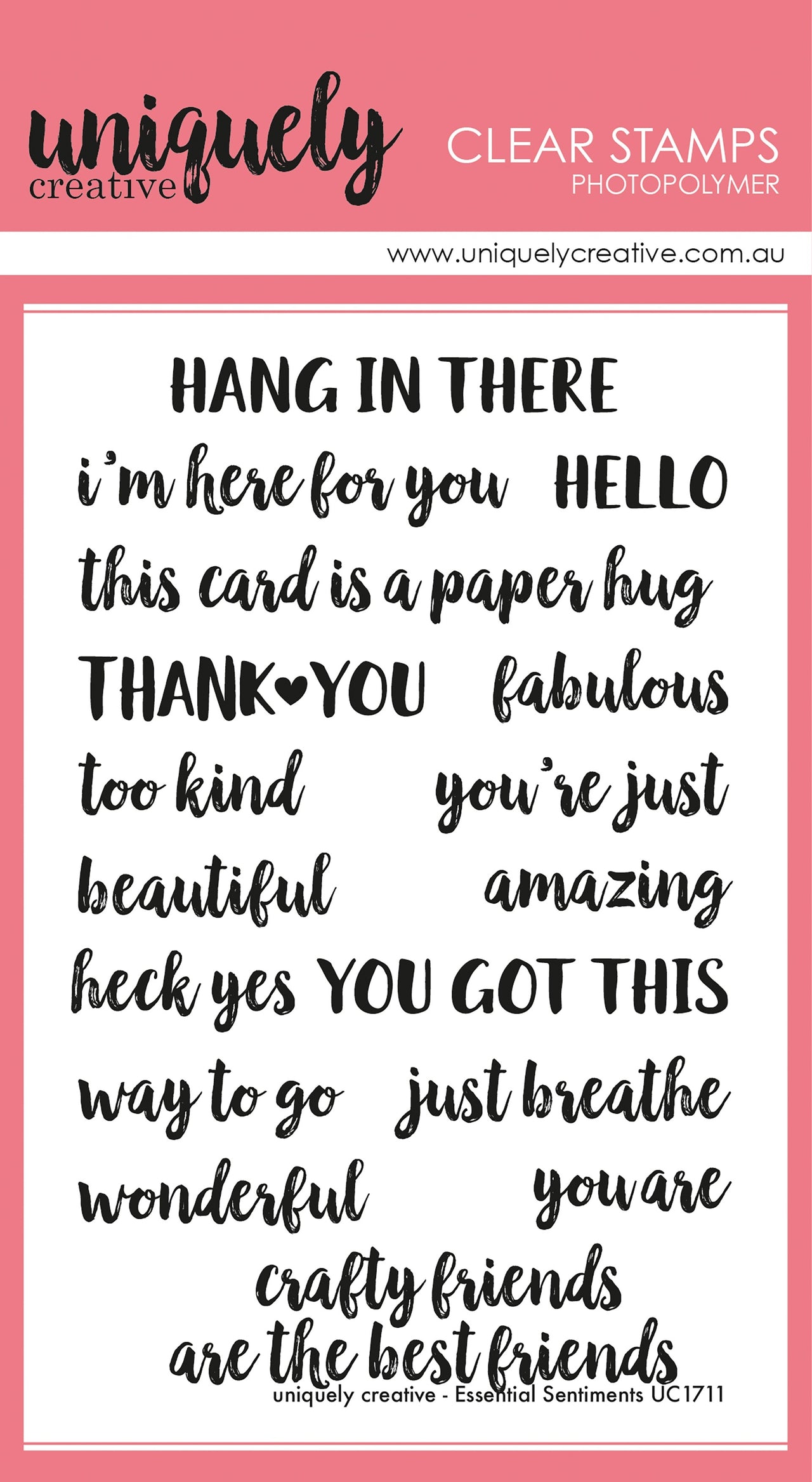 Uniquely Creative 4"X6" Clear Stamps 8/Pkg - Essential Sentiments
