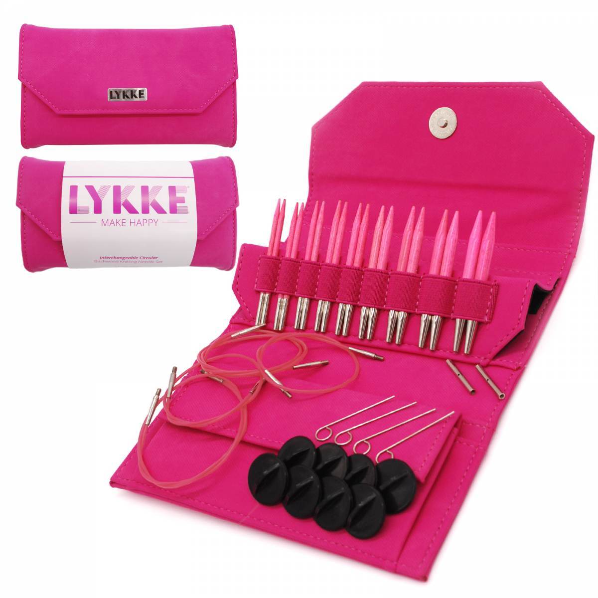 Lykke Blush 3.5" Interchangeable Set Fuchsia Fabric Interchangeable Tips Needle (9 Pairs)