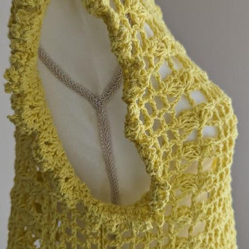 Canary Yellow Butterfly Crochet Top