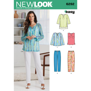 New Look Misses' Tunic or Top and Pull-on Pants 6292 - Paper Pattern, Size A (10-12-14-16-18-20-22)