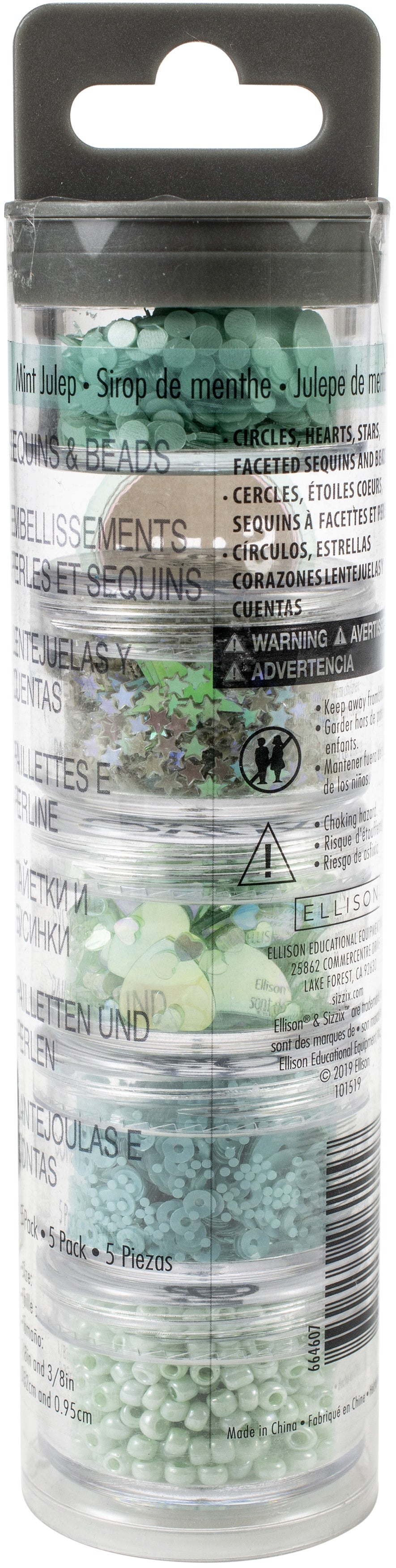 Sizzix Making Essential Sequins & Beads 5/Pkg - Mint Julep, 5g Per Pot