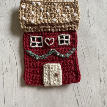 Winter Cottages Crochet Cushion