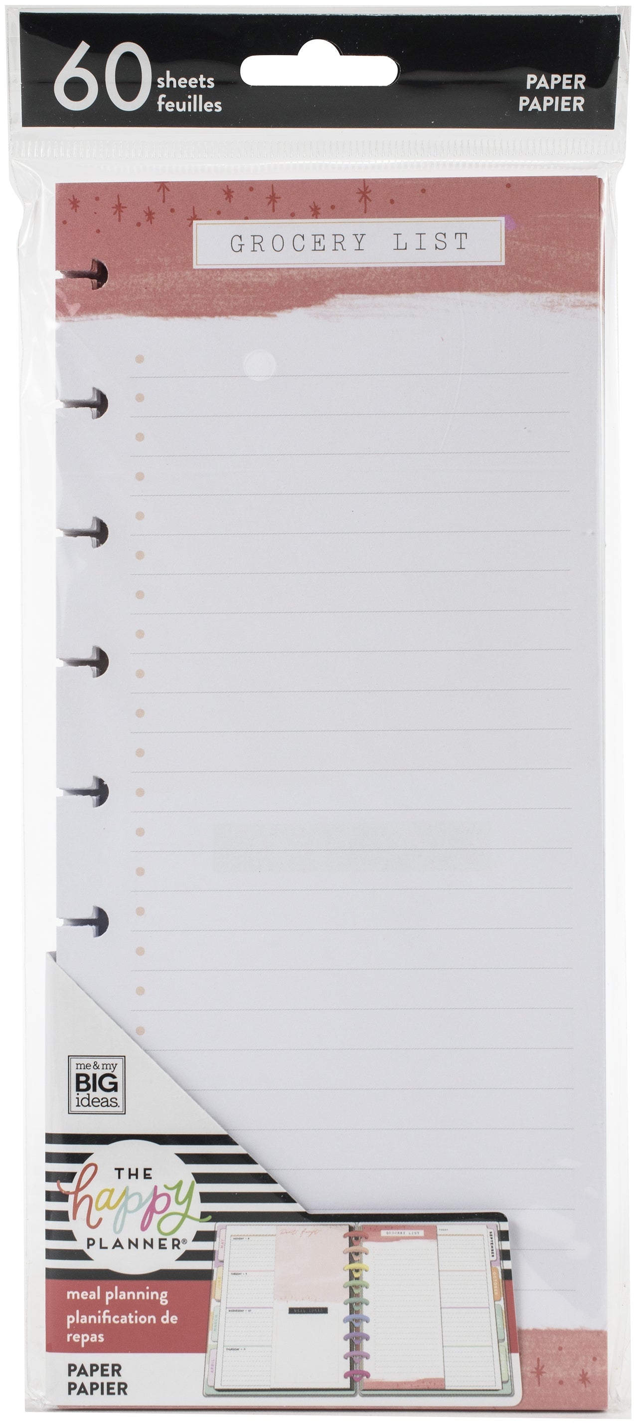 The Happy Planner Medium Half Sheet Fill Paper 60/Pkg - Recipe Grocery List
