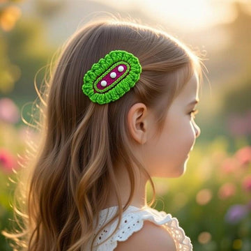 Crochet Hair Clip Pattern PDF, Flower Hair Clip, Easy Crochet Barrette, Girls Hair Accessory, Video Tutorial