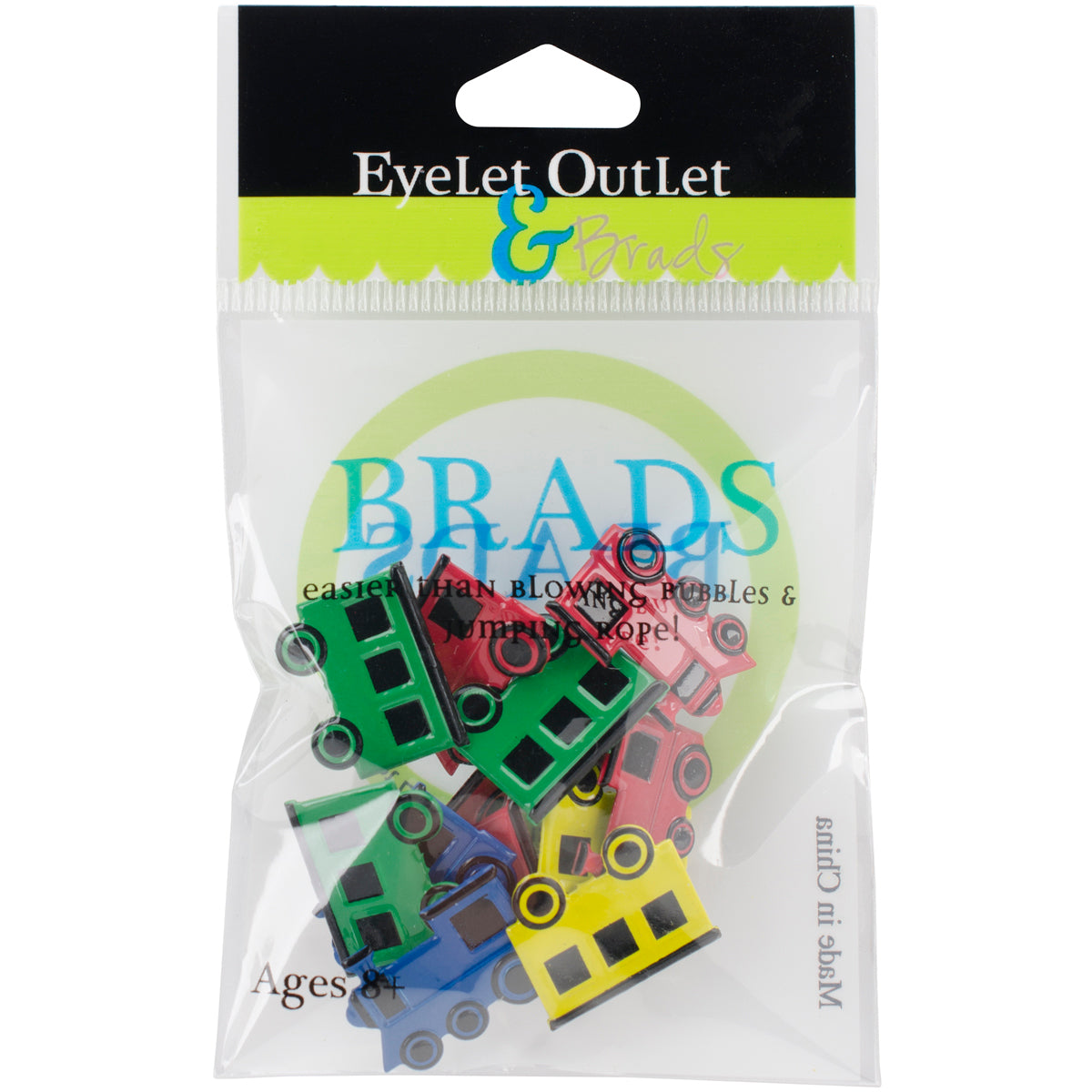 Eyelet Outlet Shape Brads 12/Pkg - Train Mix