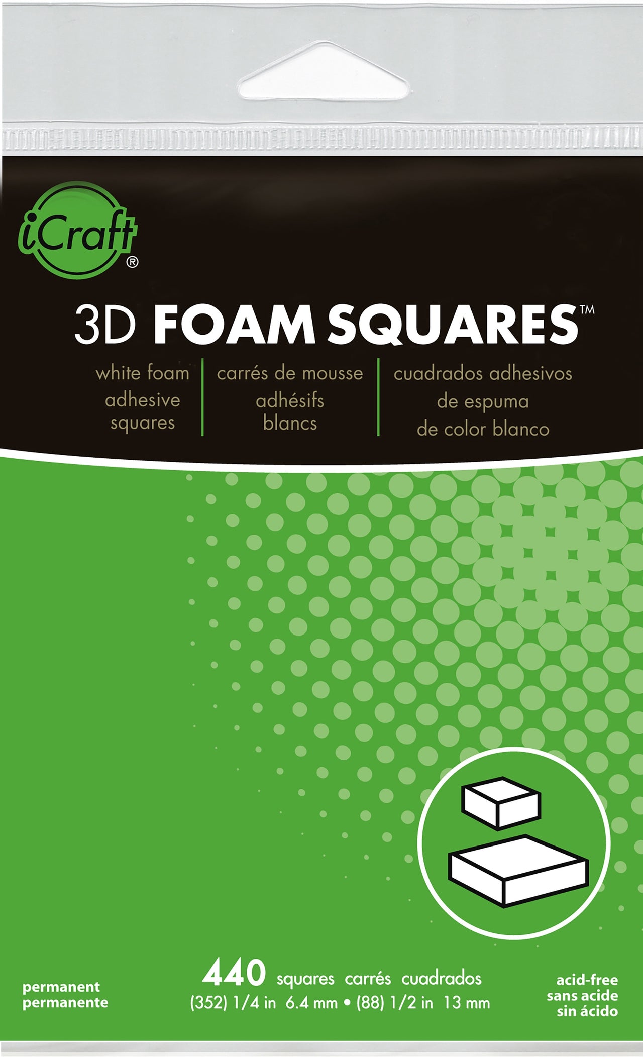Thermoweb 3D Foam Squares Combo Pack - White (352) .25" & (88) .5" 440/Pkg