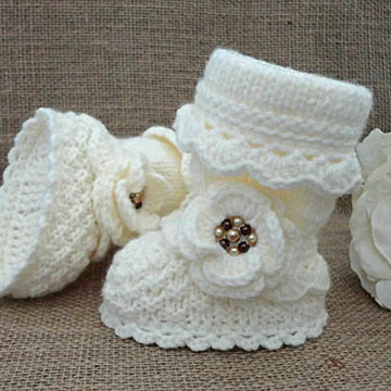 Knitting PATTERN Baby Booties with Crochet edging and flowers