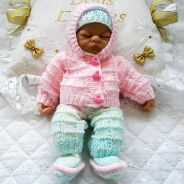 Knitting Pattern 10" Dolls clothes, Hooded Cardigan, Shorts, Hat and Boots