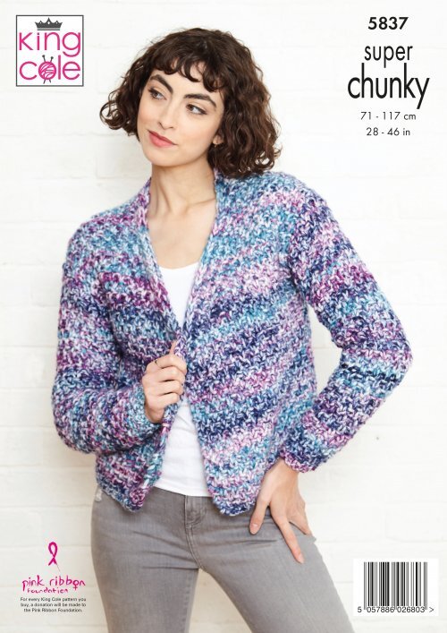 Jacket, Poncho, Cowl & Hat in King Cole Big Value Super Chunky Tints - 5837 - Leaflet