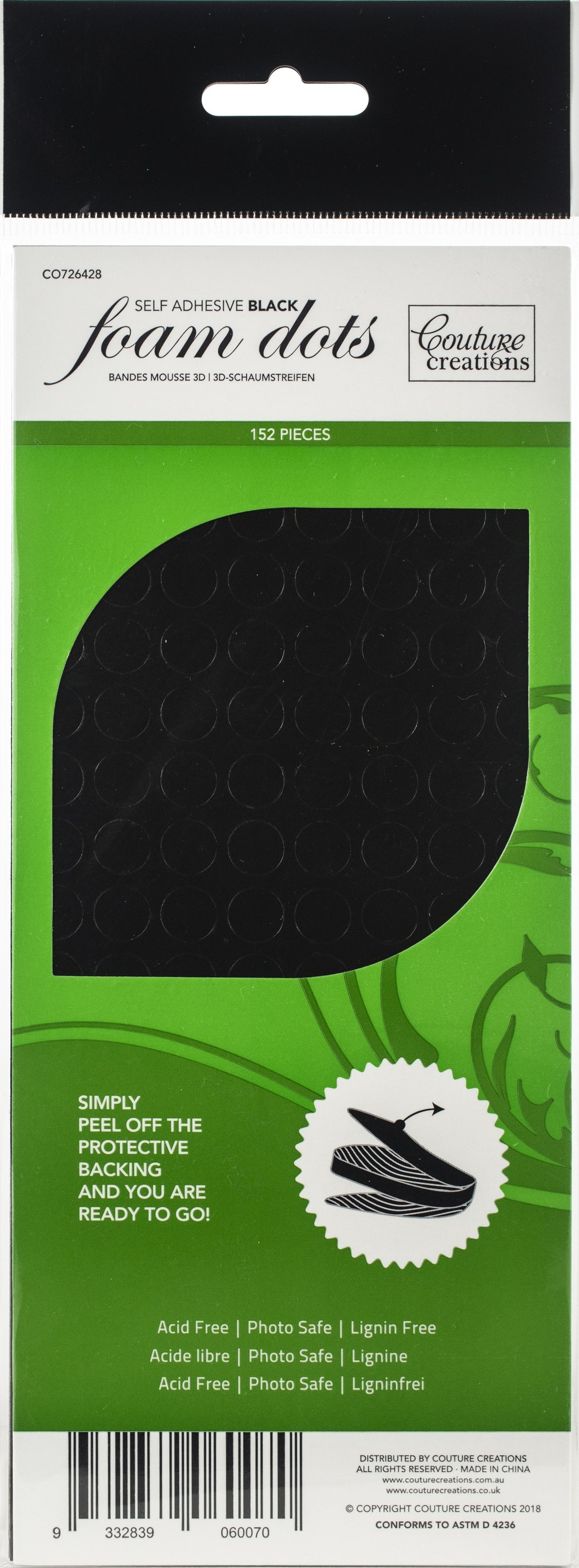Artdeco Creations Couture Creations 3D Adhesive Foam Dots - Black