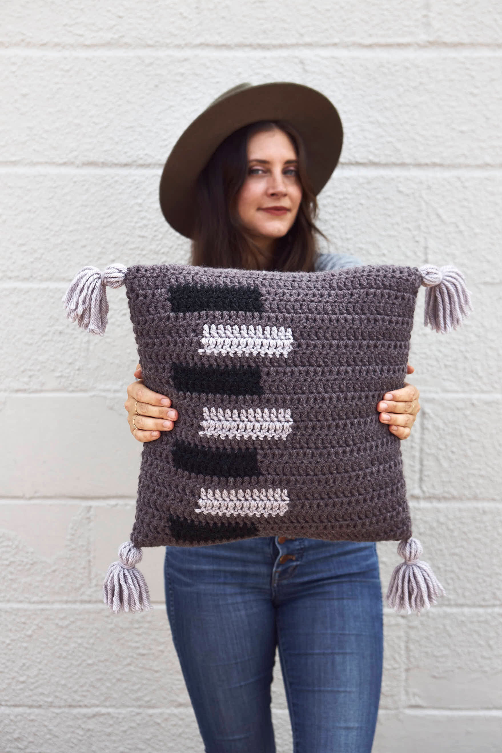 Sliding Doors Throw Pillow in Lion Brand Hue & Me - M20290-TWH - Downloadable PDF