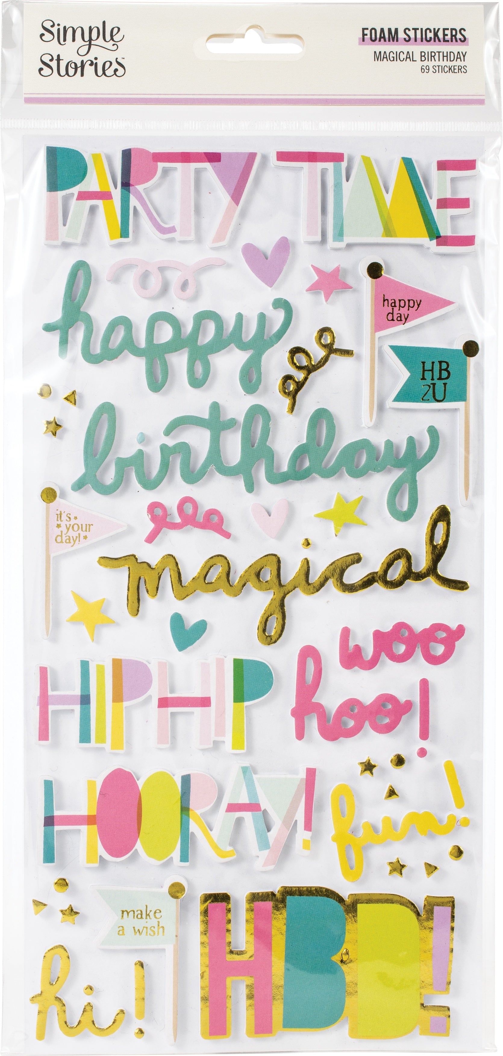Simple Stories Magical Birthday Foam Stickers 69/Pkg - 619995