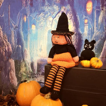 Priscilla the Pumpkin Witch & Pudding the Cat