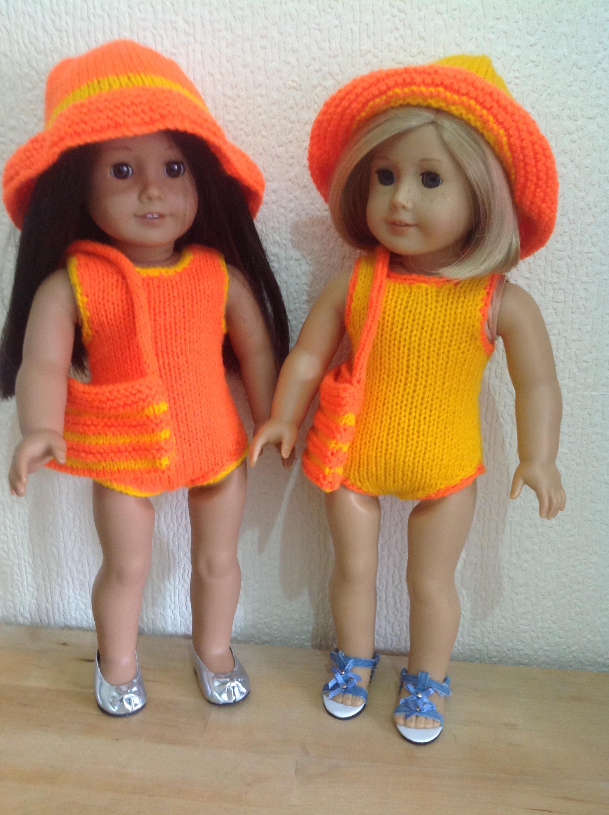 Dolls swimsuit, hat and beach bag
