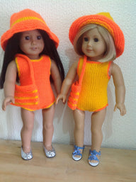 Dolls swimsuit, hat and beach bag