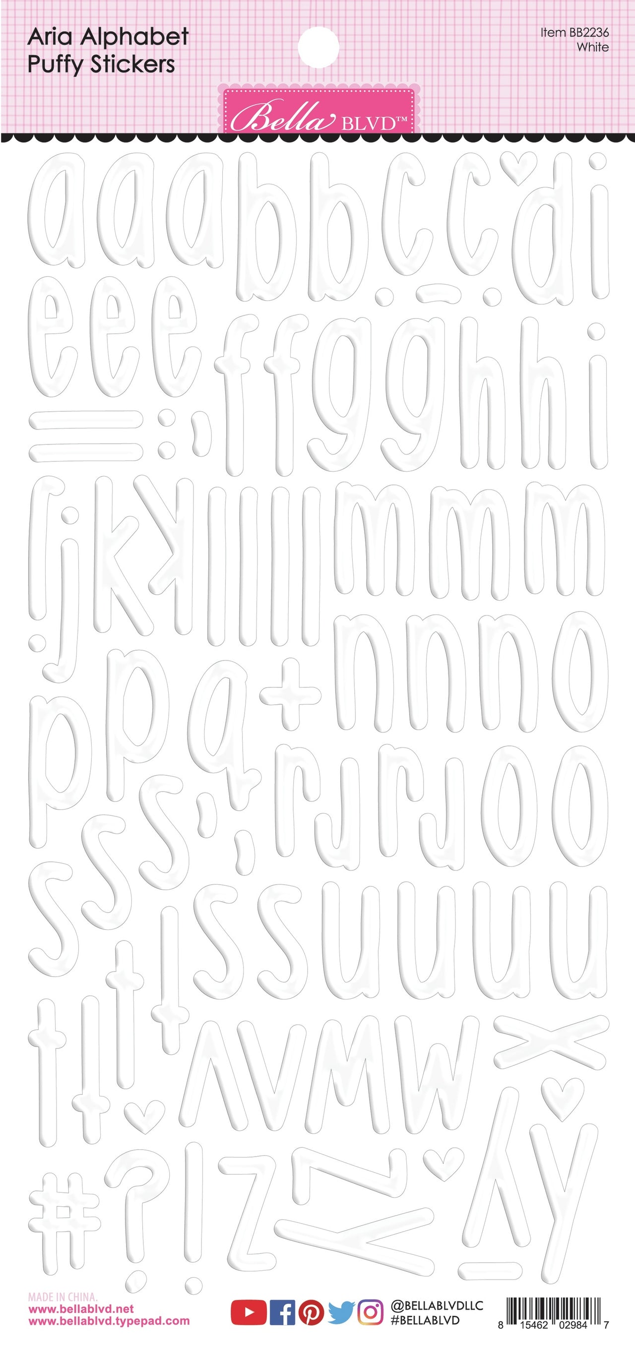Doodlebug Aria Alpha Puffy Stickers - White