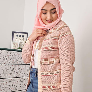 Izma Cardigan Crochet PATTERN with Colorwork Motifs, Two Video Tutorials Included, UK terms