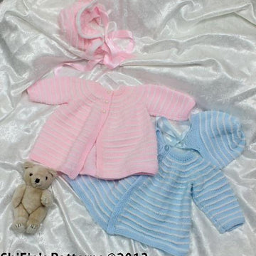 Knitting pattern baby jacket top down & hat UK & USA Terms #112