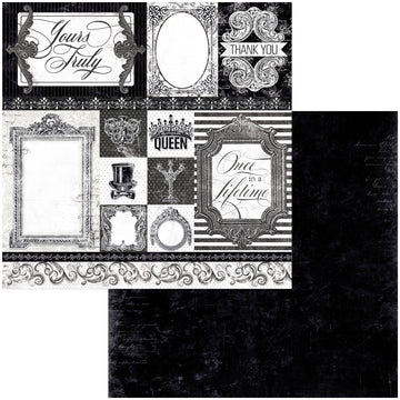 American Crafts Tuxedos & Tiaras Double-Sided Cardstock 12"X12" 25/Pkg - Black Tie