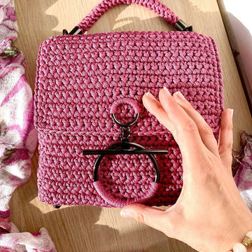 Crochet handbag with lining, Shoulder crossbody bag
