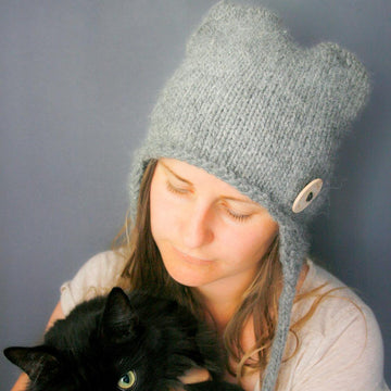 Cat earflap hat and cowl set