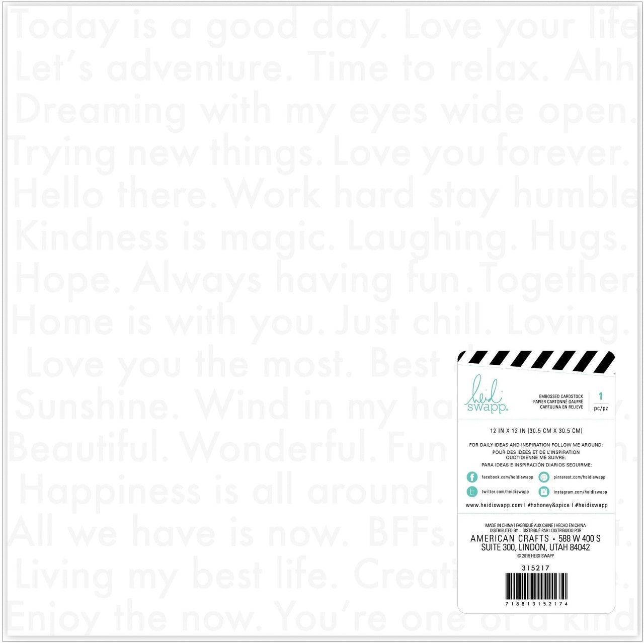 American Crafts Heidi Swapp Honey & Spice Specialty Paper 12"X12" - Embossed Cardstock