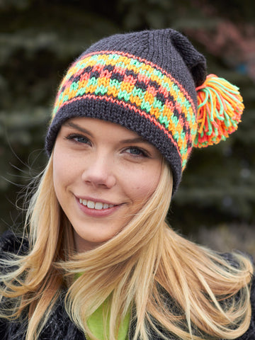 Checkered Hat in Caron Simply Soft Heathers and Simply Soft - Downloadable PDF
