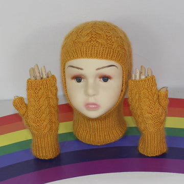 Toddler Child Alternate Cable Balaclava & Gloves