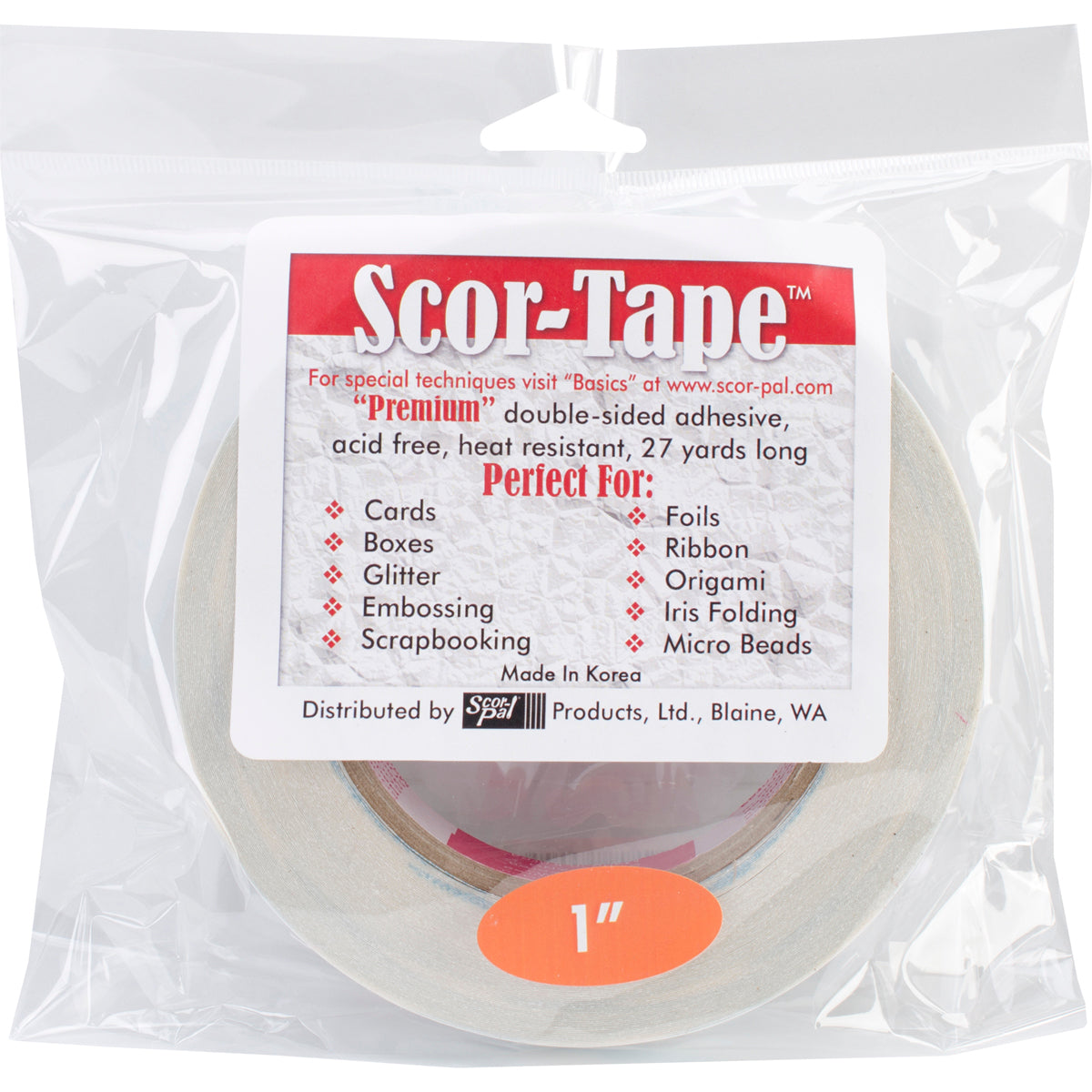 Scor-Pal Scor-Tape - 1"X27yd