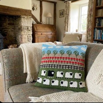 Sheep and Poppies Cushion
